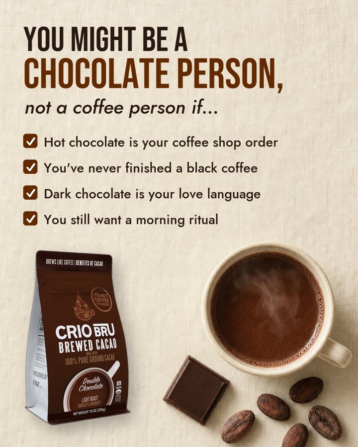You might be a chocolate person static ad for Crio Bru