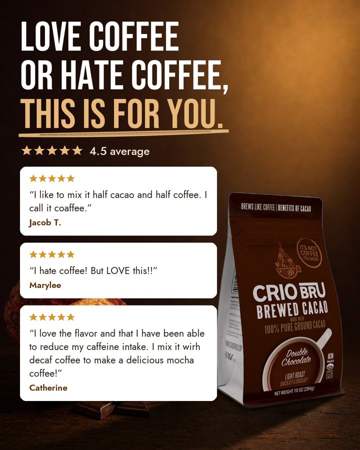 Love coffee or hate coffee, this is for you. static ad for Crio Bru