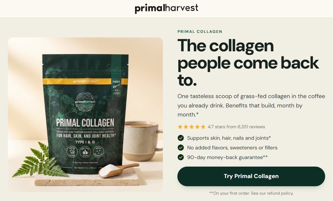 The new Primal Collagen product page on desktop