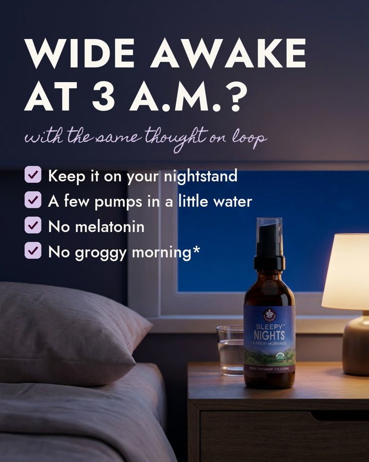 Wide awake at 3 a.m.? static ad for WishGarden Herbs
