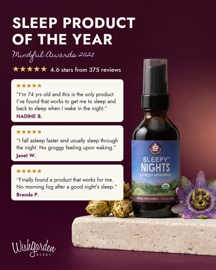 Sleep Product of the Year static ad for WishGarden Herbs
