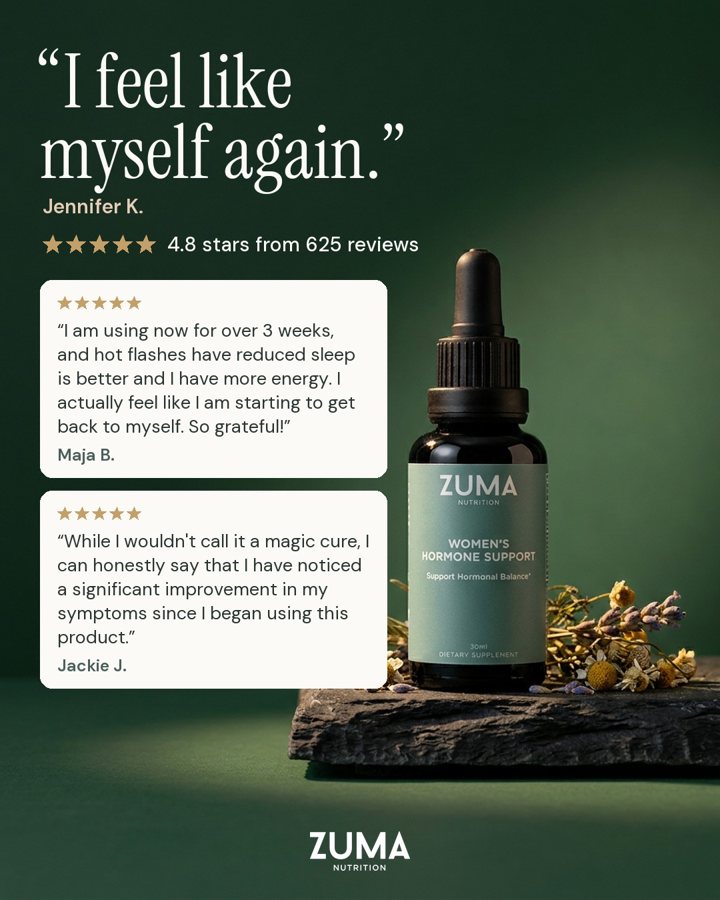 "I feel like myself again." static ad for Zuma Nutrition